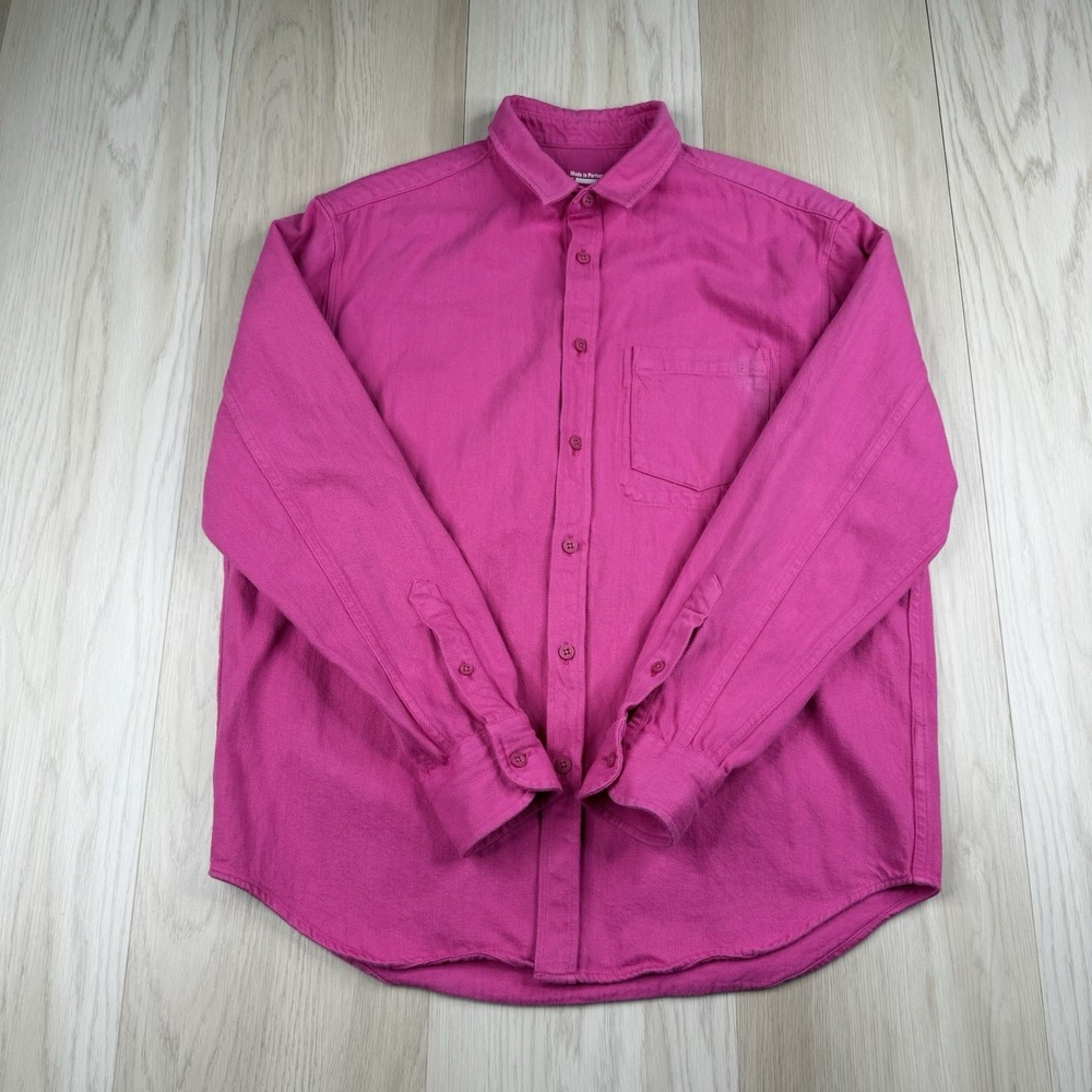 Outlier Adeepcotton Spraypig Boxford Button Up Shirt Long Sleeve Pink Mens Small